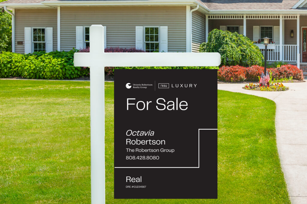 Real Luxury | 24x30 Outlined For Sale Yard Sign with Team Logo